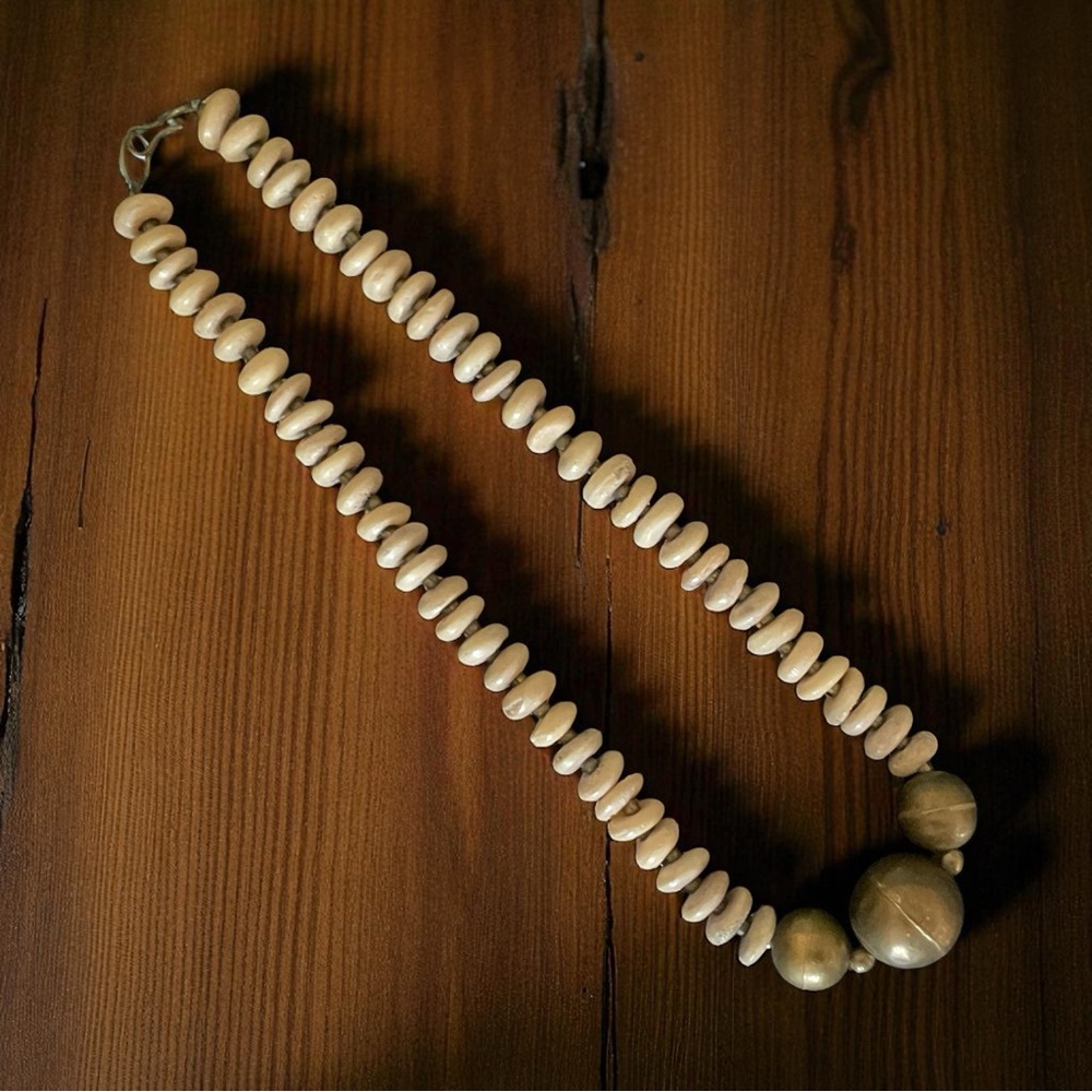 💖 Beautiful Bone & Brass Artisan Necklace 💖